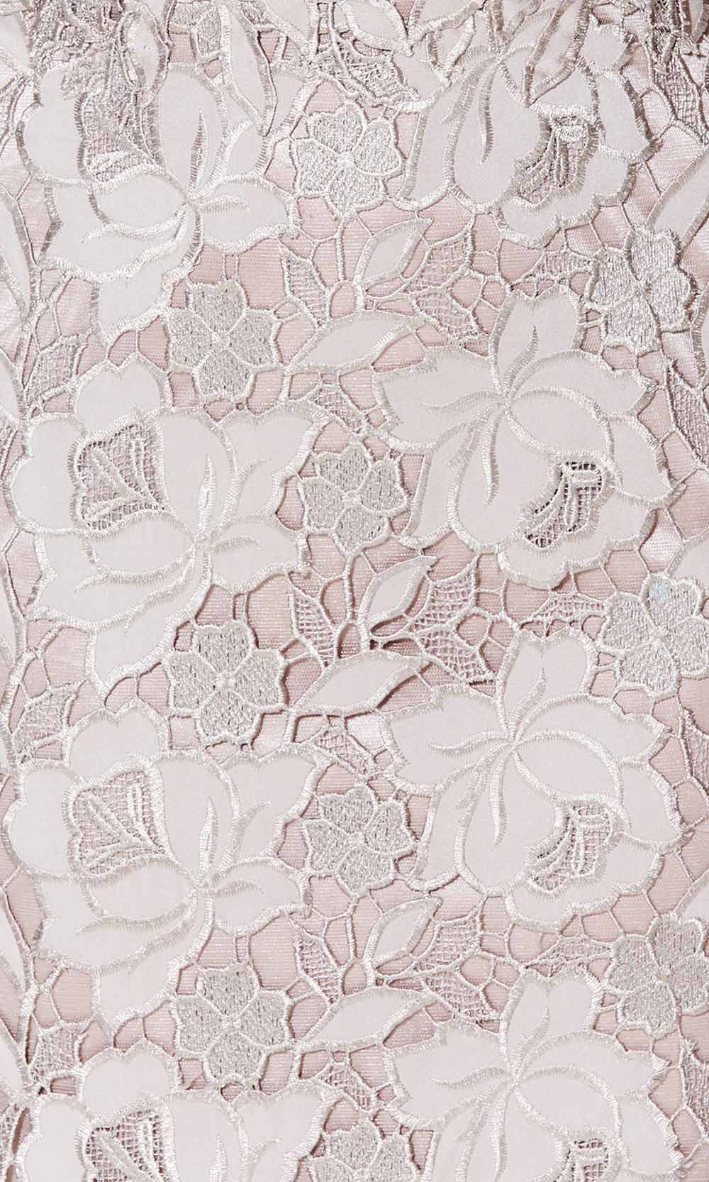 Embroidered Crepe Laced Evening Gown