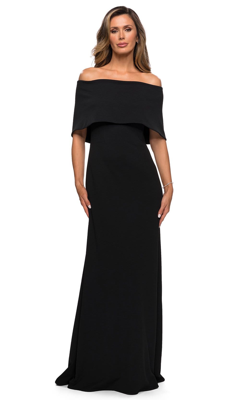 28209 Off Shoulder Column Evening Dress