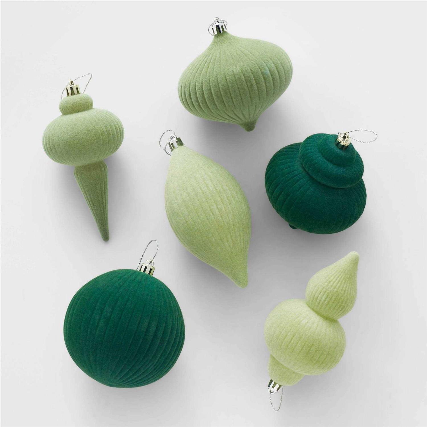 Wondershop Flocked Finial Christmas Tree Ornament Set 6pc