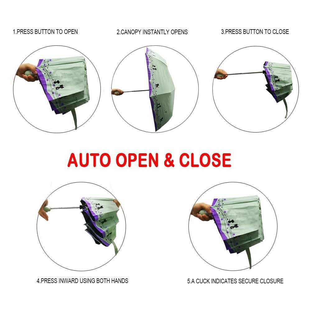 umbresen Windproof Compact Travel Folding Cute Cat Umbrella,Auto Open Close Rain&Sun Lightweight Portable Umbrellas with Cover for Kids Women Men