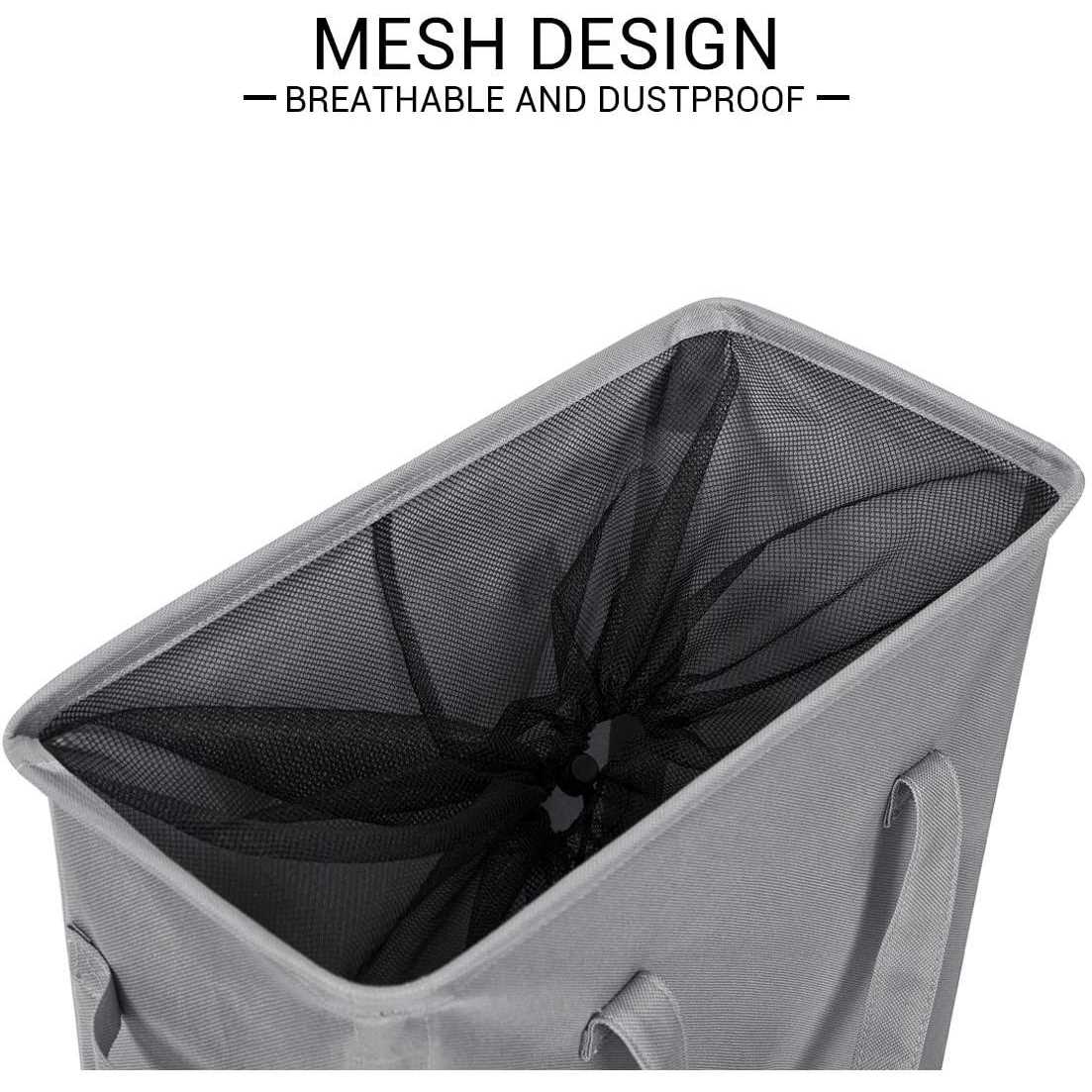 Zero JET LAG Slim Laundry Hamper With Handles Collapsible Laundry Basket Thin Dirty Clothes Basket Narrow Laundry Bag Foldable Dirty Cloth Hamper