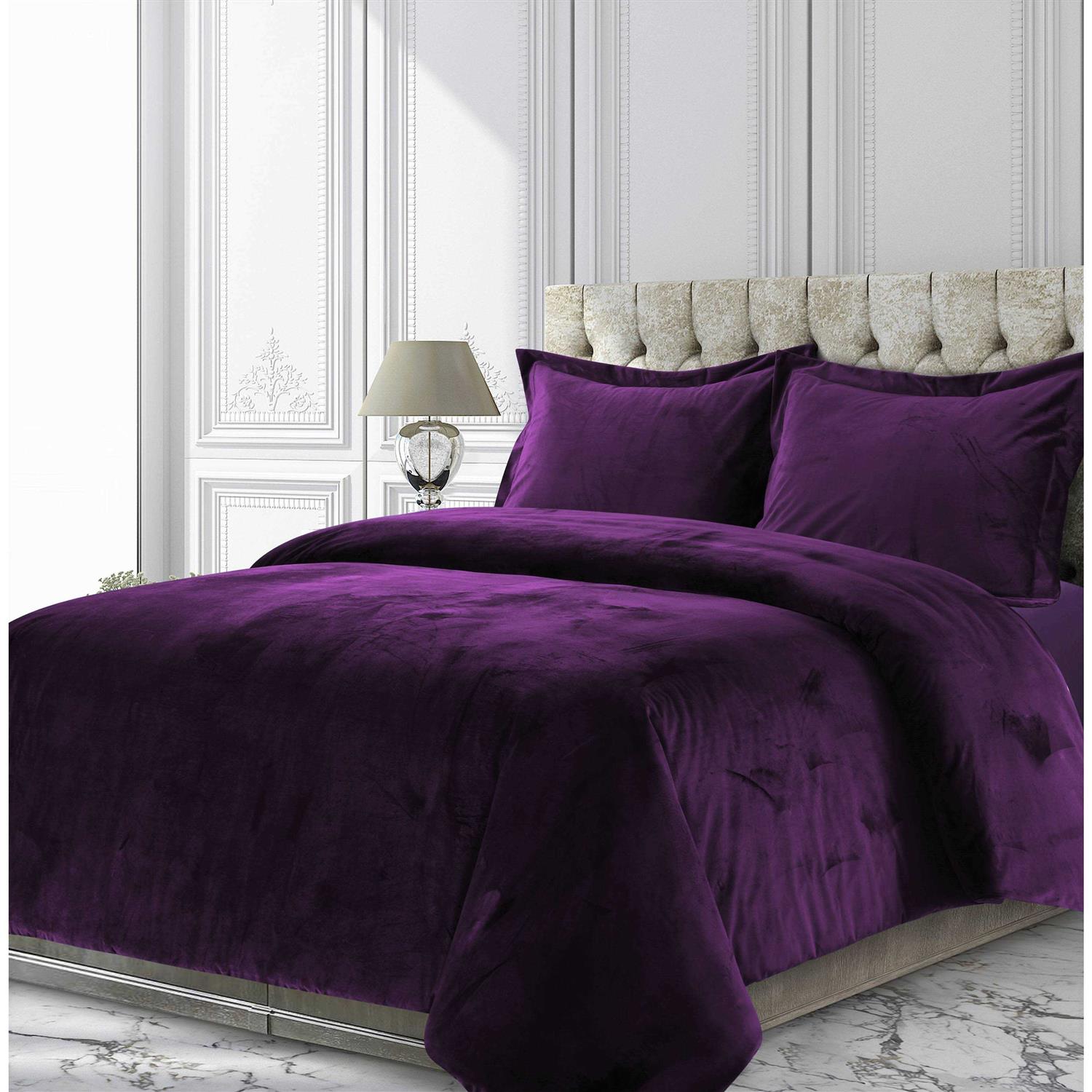 Tribeca Living Venice Velvet Oversized Solid Duvet Set