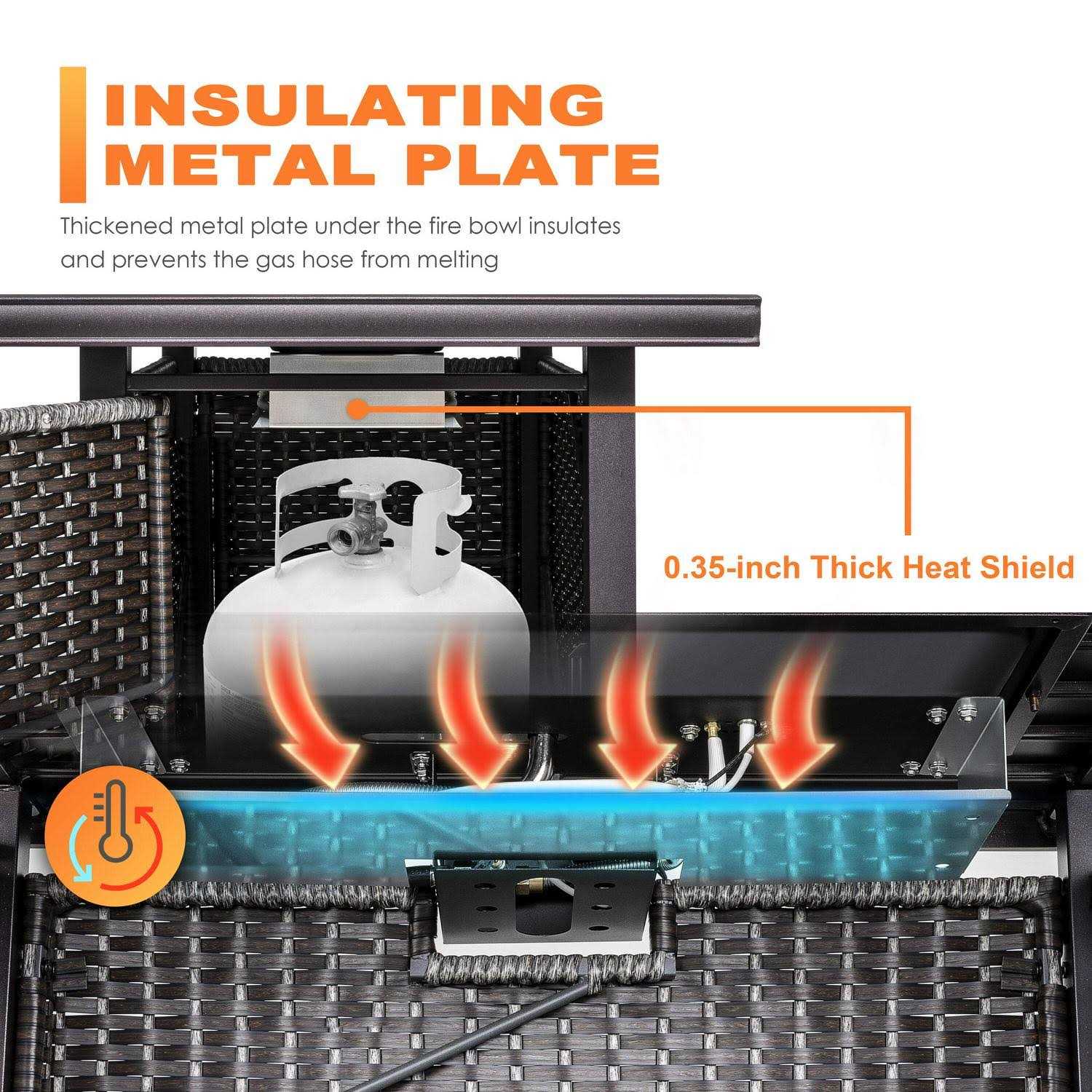 Nuu Garden 42-in W 50000-BTU Tabletop Aluminum Propane Gas Fire Pit Table Stainless Steel AF115C-G