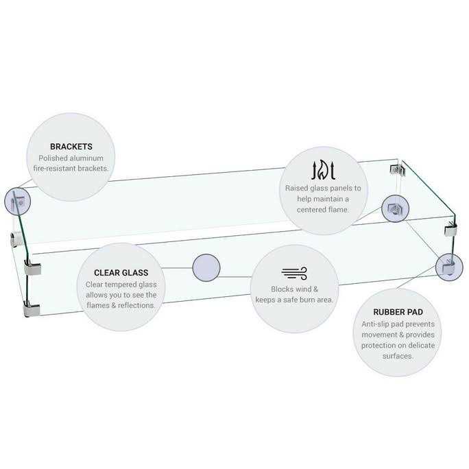 American Fireglass 30 x 6 Tempered Glass Flame Guard for Linear Drop-In Fire Pit Pan FG-LCB-30