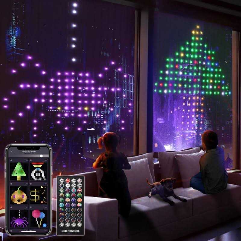 Avatar Controls Curtain Lights with Christmas Patterns Programmable & Music-Sync Curtain String Lights