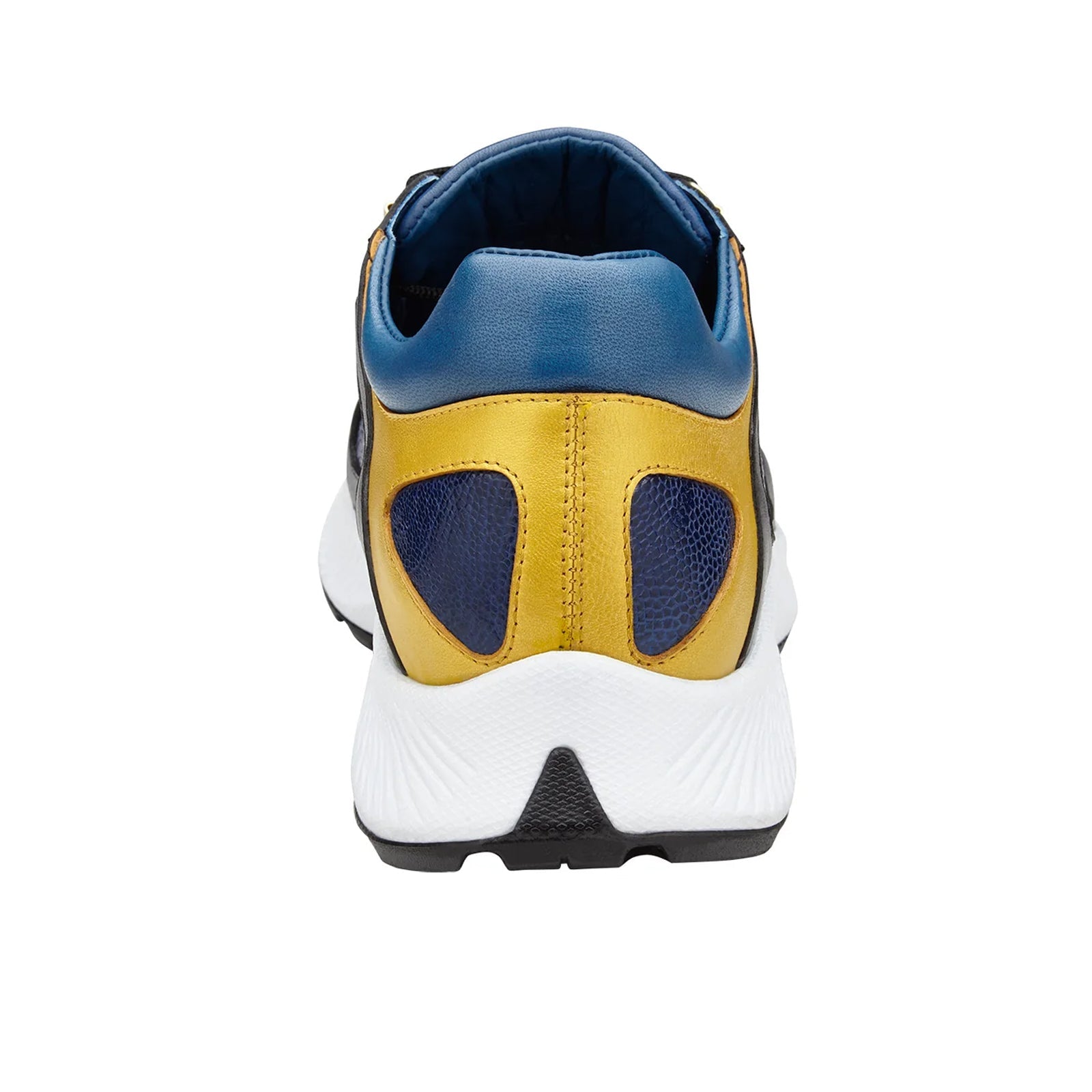 Men’s Belvedere Adam Ostrich & Italian Calfskin Sneaker in Gold, Blue & Black