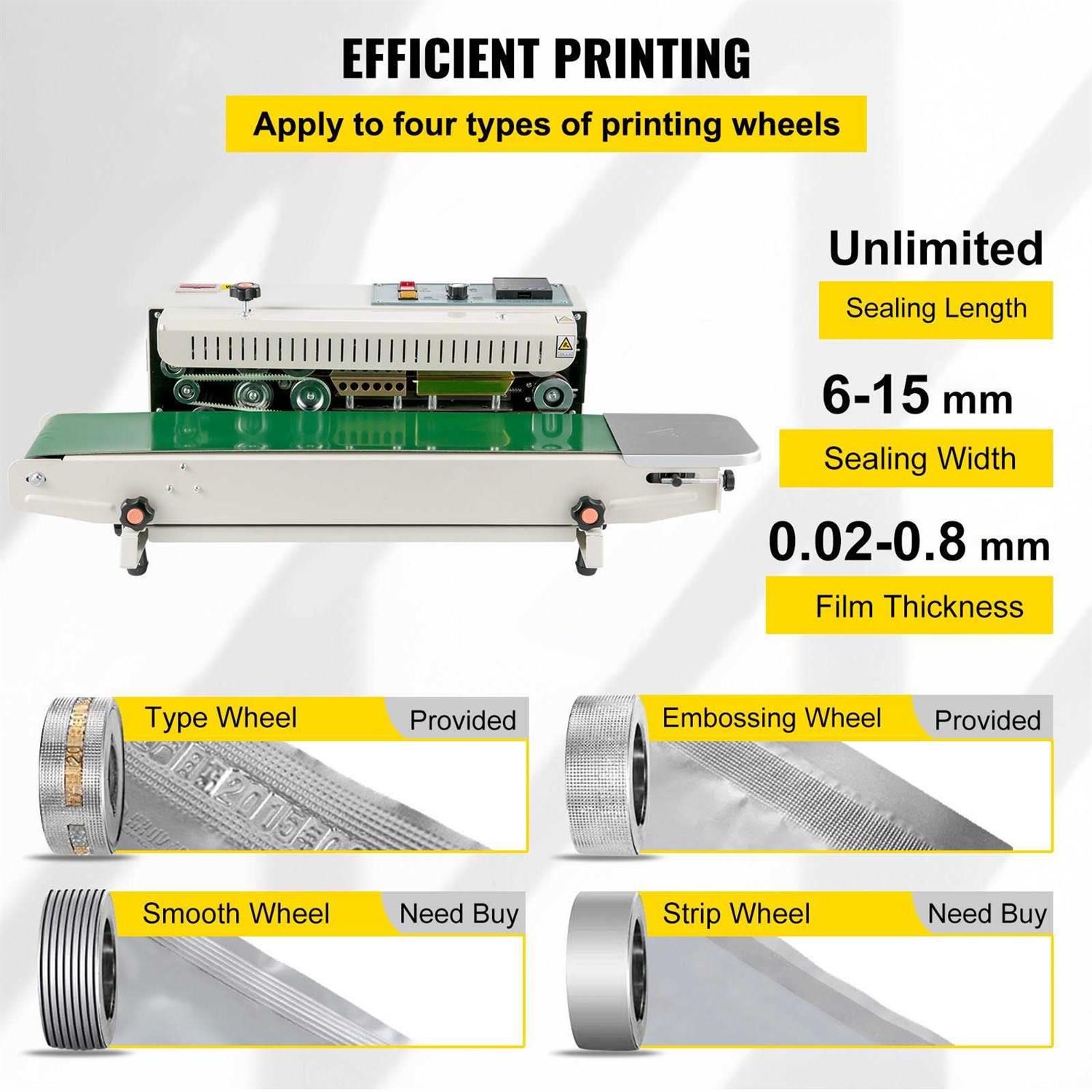 VEVOR Continuous Bag Band Sealing Machine FR900K Band Sealer Machine with Digita