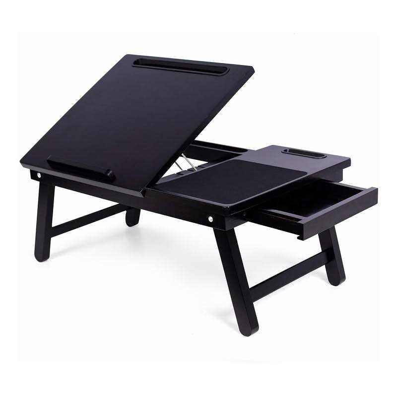 birdrock home bamboo laptop bed lap tray multi-position adjustable tilt surface