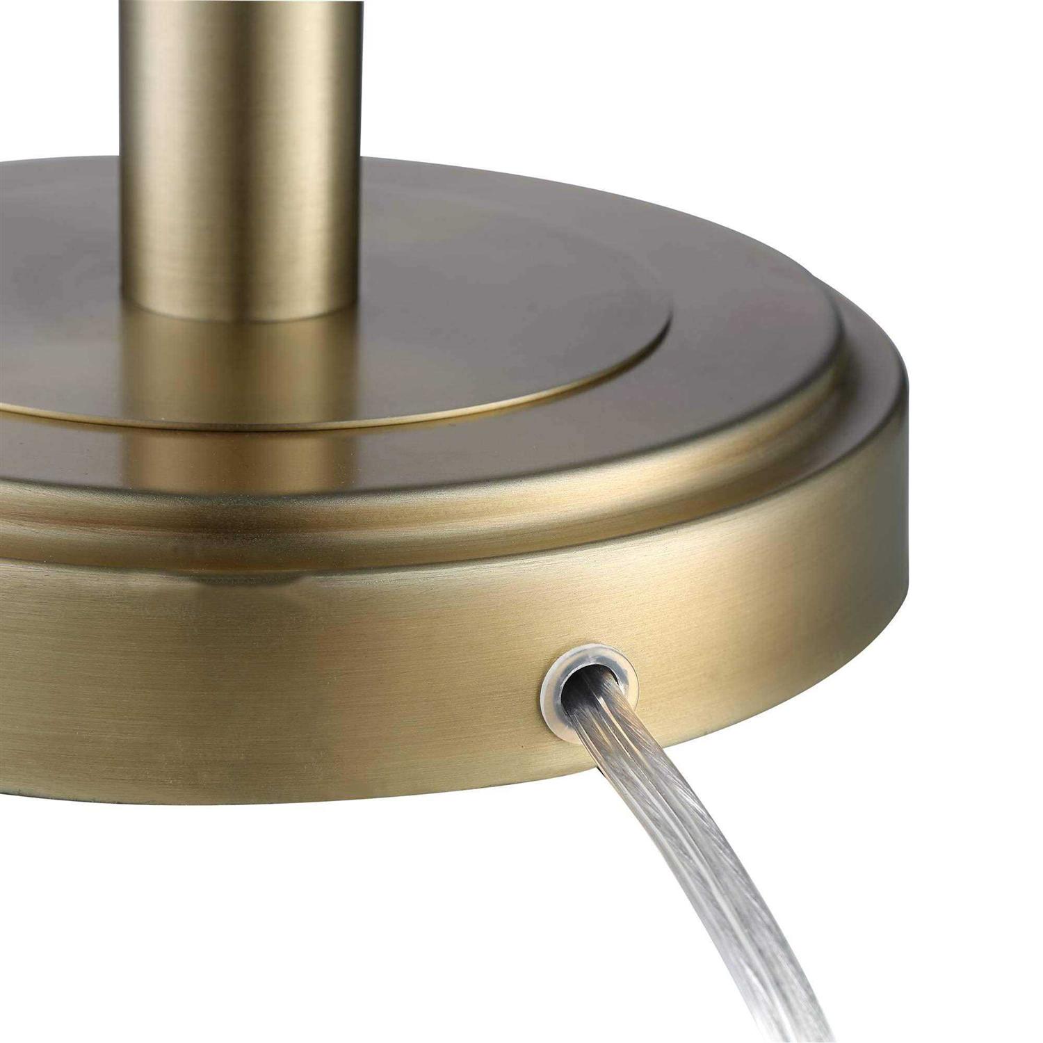 360 Lighting Camile Modern Table Lamps 25 High Set of 2 Brass Metal with USB Charging Port Oatmeal Drum Shade for Bedroom Living Room Bedside Desk