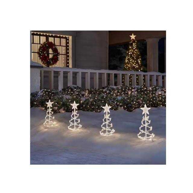 18 in. Warm White Spiral Tree LED Pathway Lights Home Accents Holiday