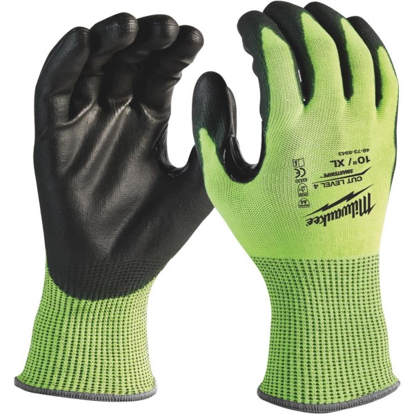 Milwaukee Unisex XL Cut Level 4 High Vis Polyurethane Dipped Glove
