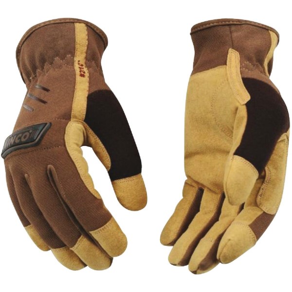 KincoPro Men’s Large Brown Polyester-Spandex Fabric Back Work Glove