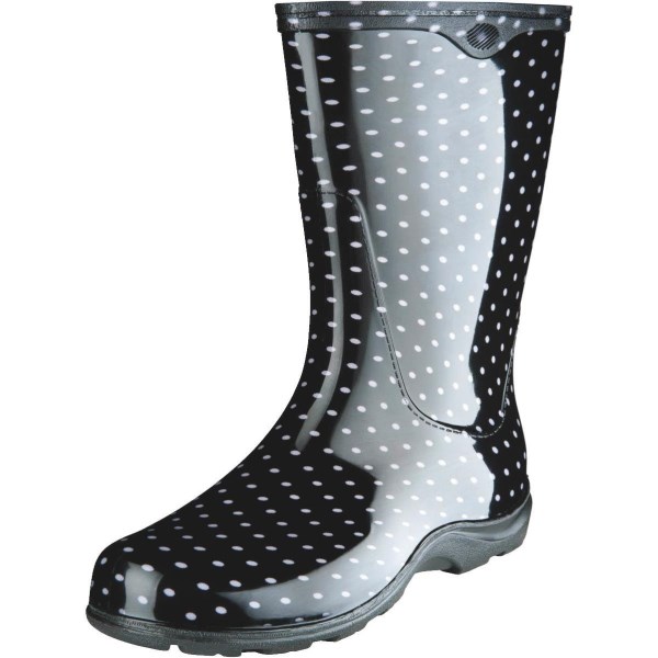 Sloggers Women’s Size 9 Black w/White Polka Dots Rain & Garden Rubber Boot