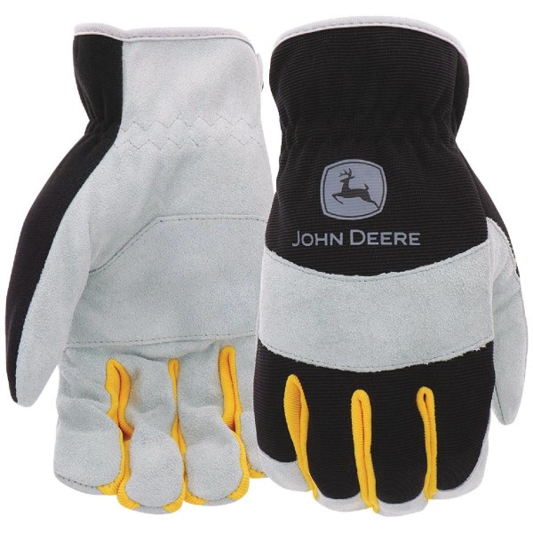 John Deere Men’s Large Cowhide Leather Black Work Glove