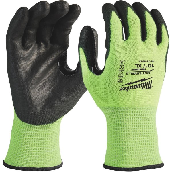 Milwaukee Unisex XL Cut Level 3 High Vis Polyurethane Dipped Glove