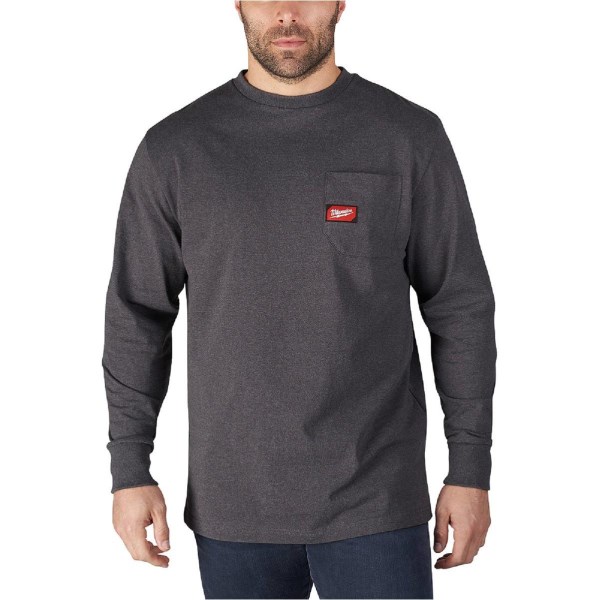 Milwaukee 2X Gray Long Sleeve Men’s Heavy-Duty Pocket Shirt