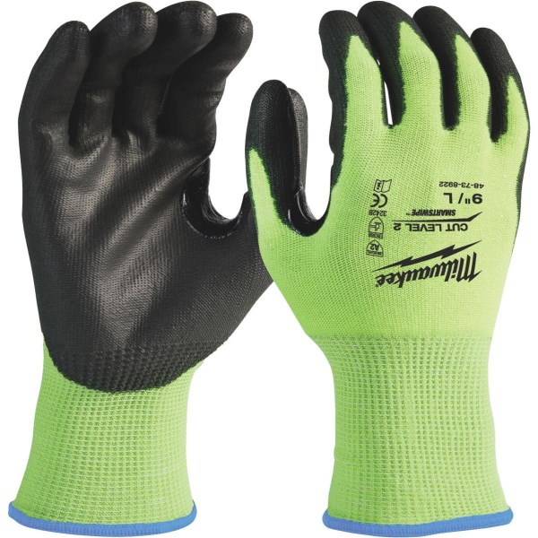Milwaukee Unisex Large Cut Level 2 High Vis Polyurethane Dipped Glove
