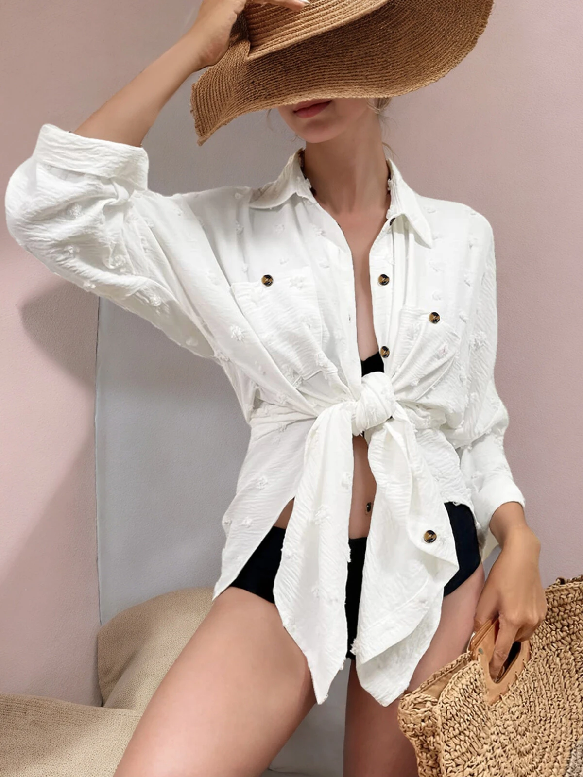 White Batwing Sleeve Woven Midi Dress – Casual & Breezy Look