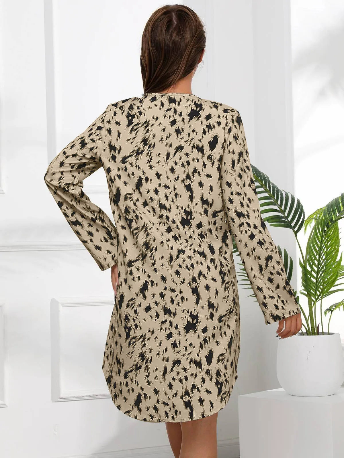 Yellow Leopard Print V-Neck Shirt Dress – Bold Statement Style