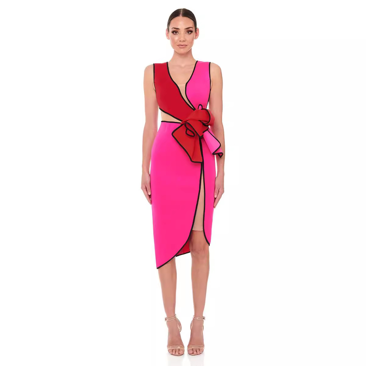 Women's Sleeveless Hollow Irregular Splicing Bandage Dress – Stylish & Sexy Bodycon Fit
