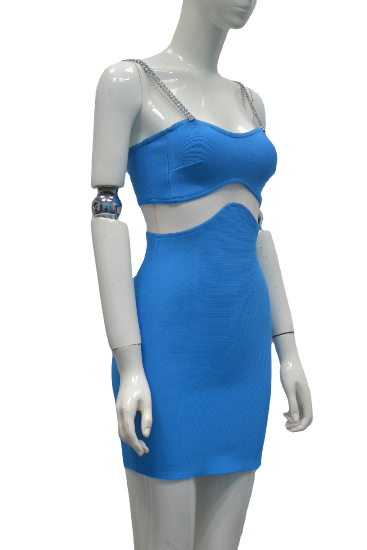 Women's Three-Color Diamond Mesh Splicing Mini Bandage Dress – Sleek & Sexy