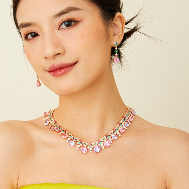 Enamel Artistry Gold-Plated Heavy Texture Pendant Necklace