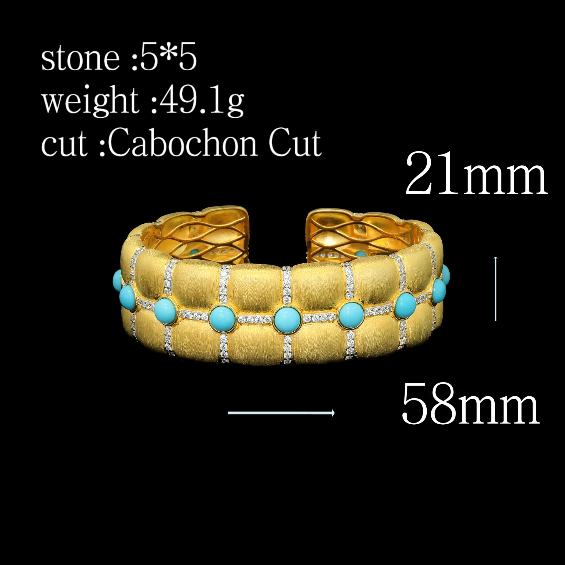 Blue Radiance Gold-Plated Bracelet with High Carbon Diamonds & Turquoise