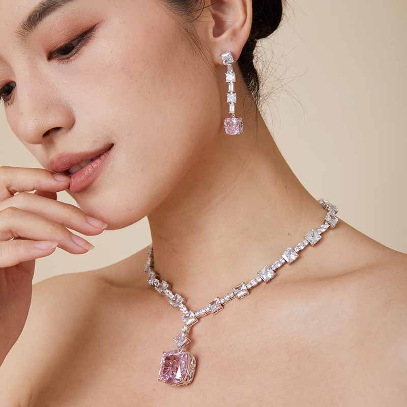 Royal Bloom Yellow Diamond Ice Flower Pendant Necklace in Gold Plating