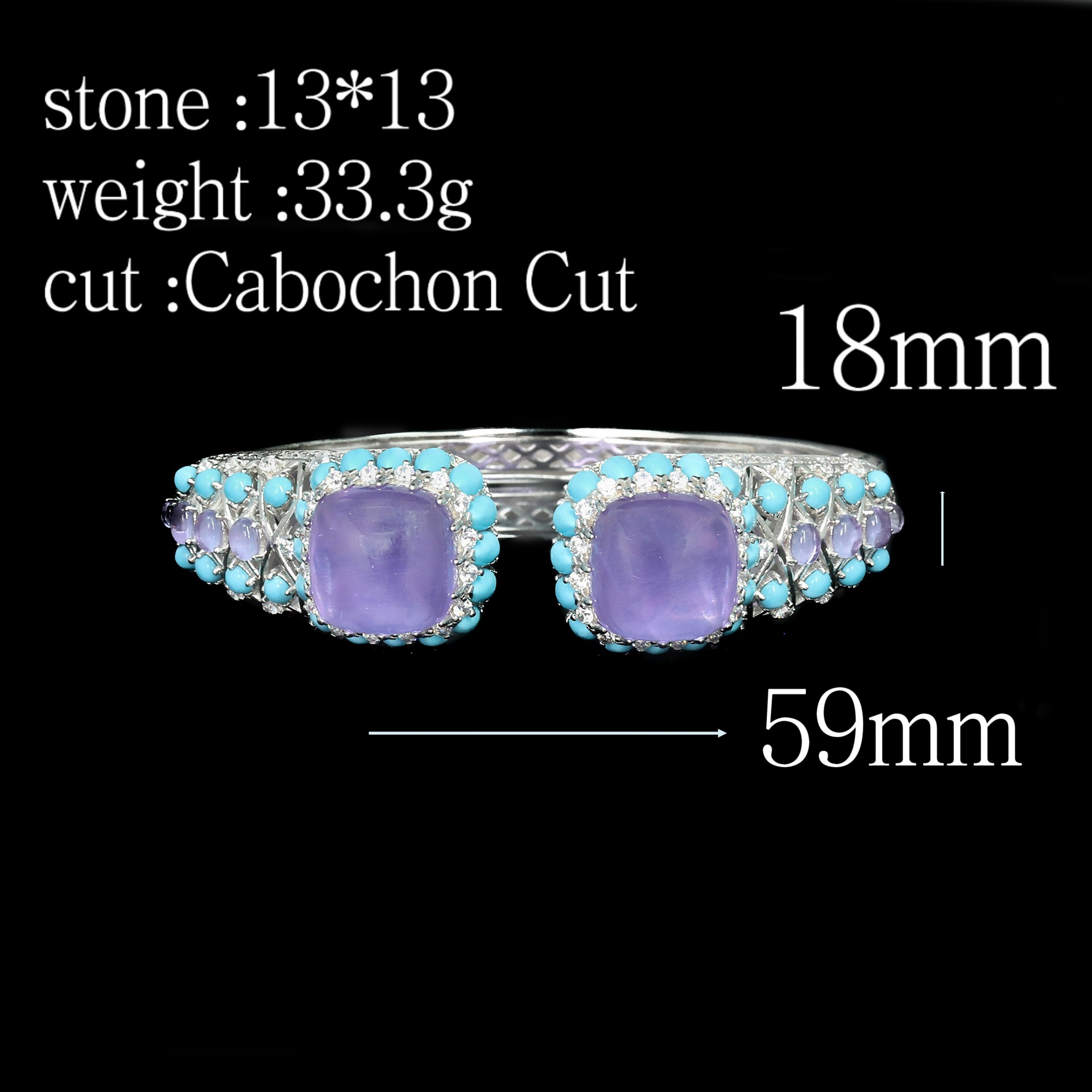 Vibrant Beauty 925 Silver Gold-Plated Blue Turquoise Amethyst Bracelet