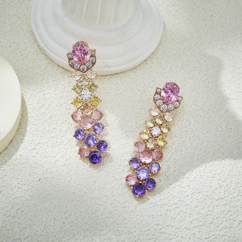 Aurora Glow Gradient Pink Gold-Plated Colorful Earrings