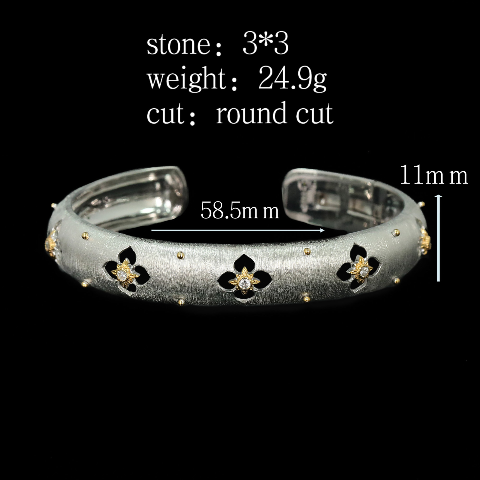 Sparkle Edge High Carbon Diamond Bujia Brushed Bracelet in 925 Silver