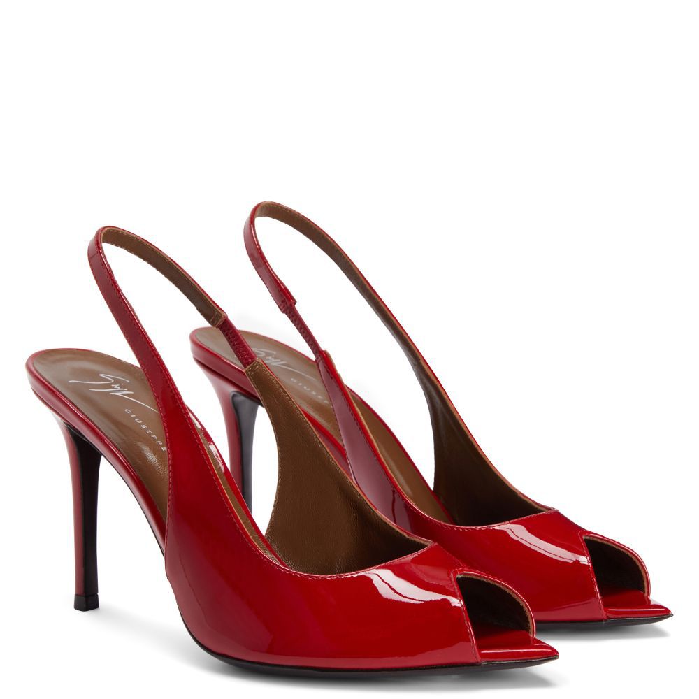 Summer new open toe pointed fish mouth high heels stiletto high heels slingback patent leather sandals for women