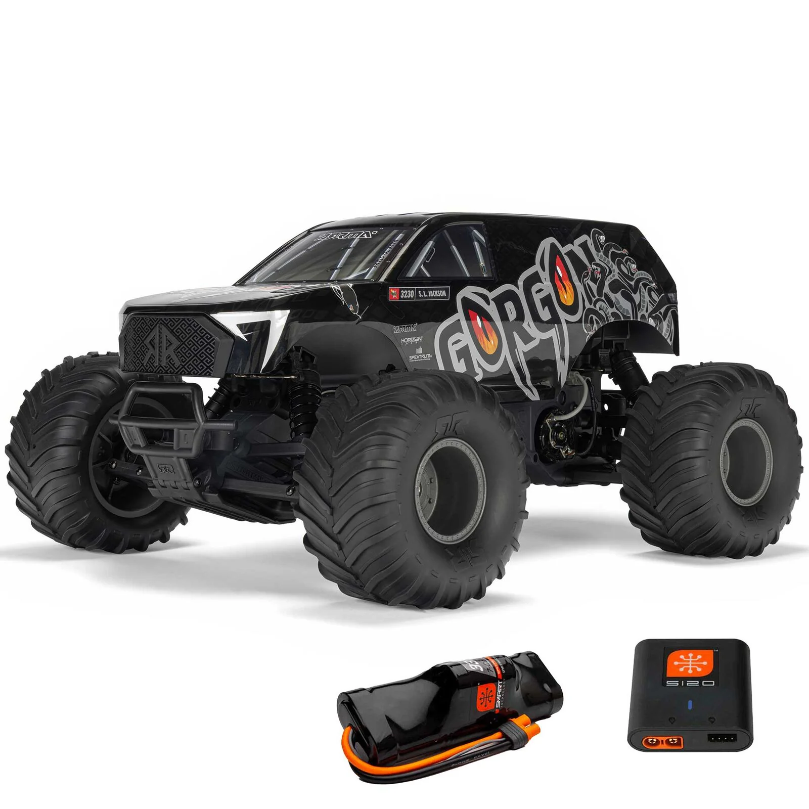 1/10 GORGON 2WD RTR Brushed Monster Truck (Battery & Charger Included), Gun Metal