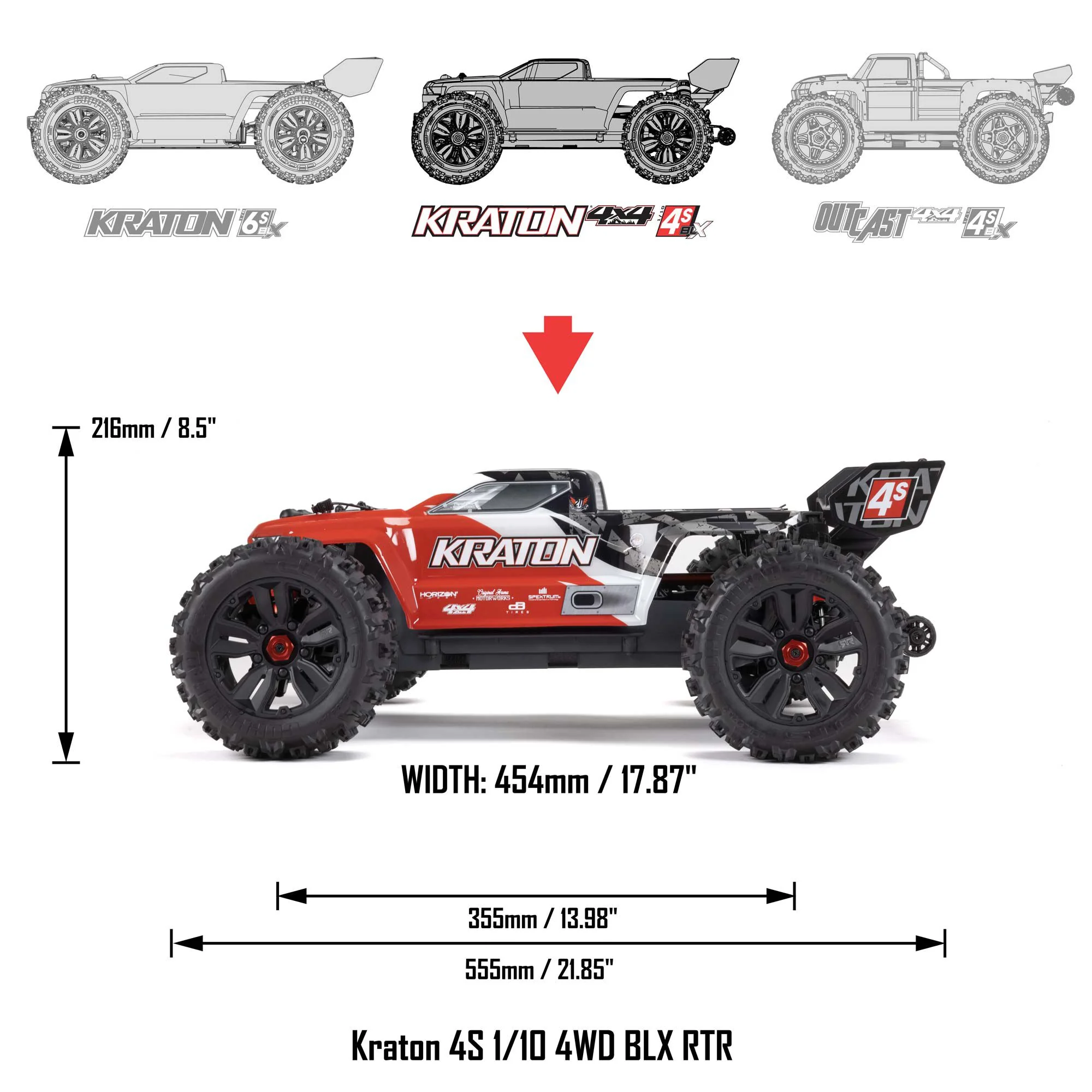 ARRMA Kraton 4X4 4S Brushless 1/10TH 4WD Speed Monster truck Red