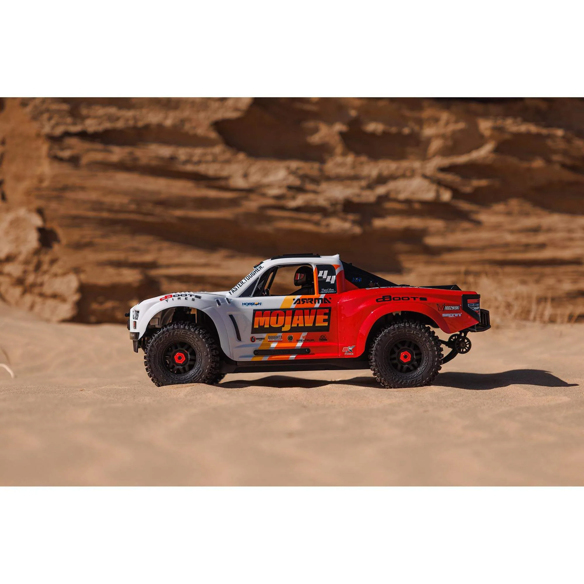 ARRMA MOJAVE 4X4 4S BLX 1/8th Scale Desert Trk White/Red