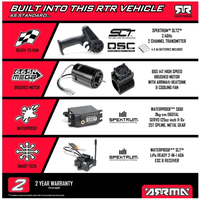 Arrma 1/8 TYPHON 4X4 RTR Brushed Buggy, Red