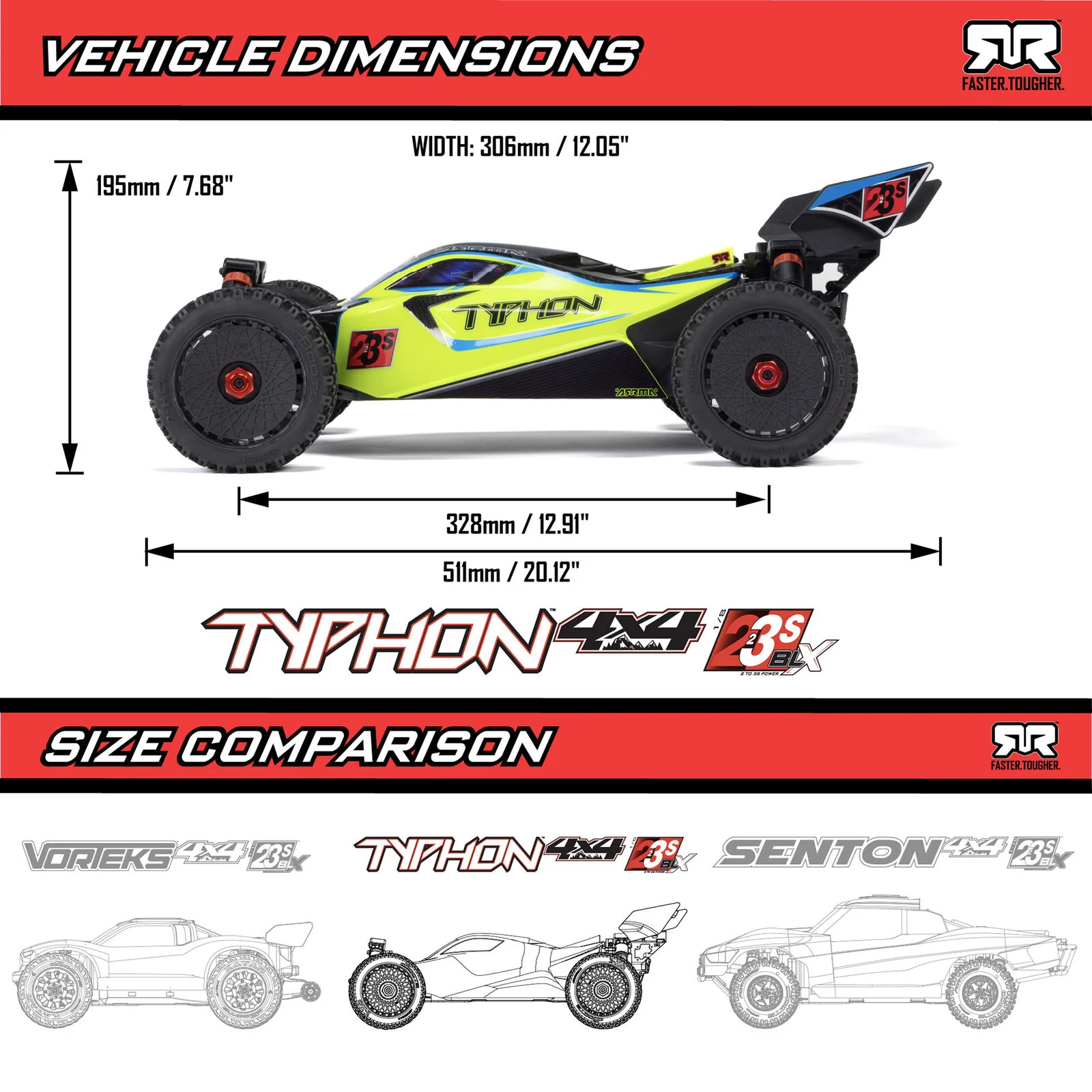 ARRMA 1/8 TYPHON 223S BLX Brushless 4X4 Buggy RTR with DSC, Green