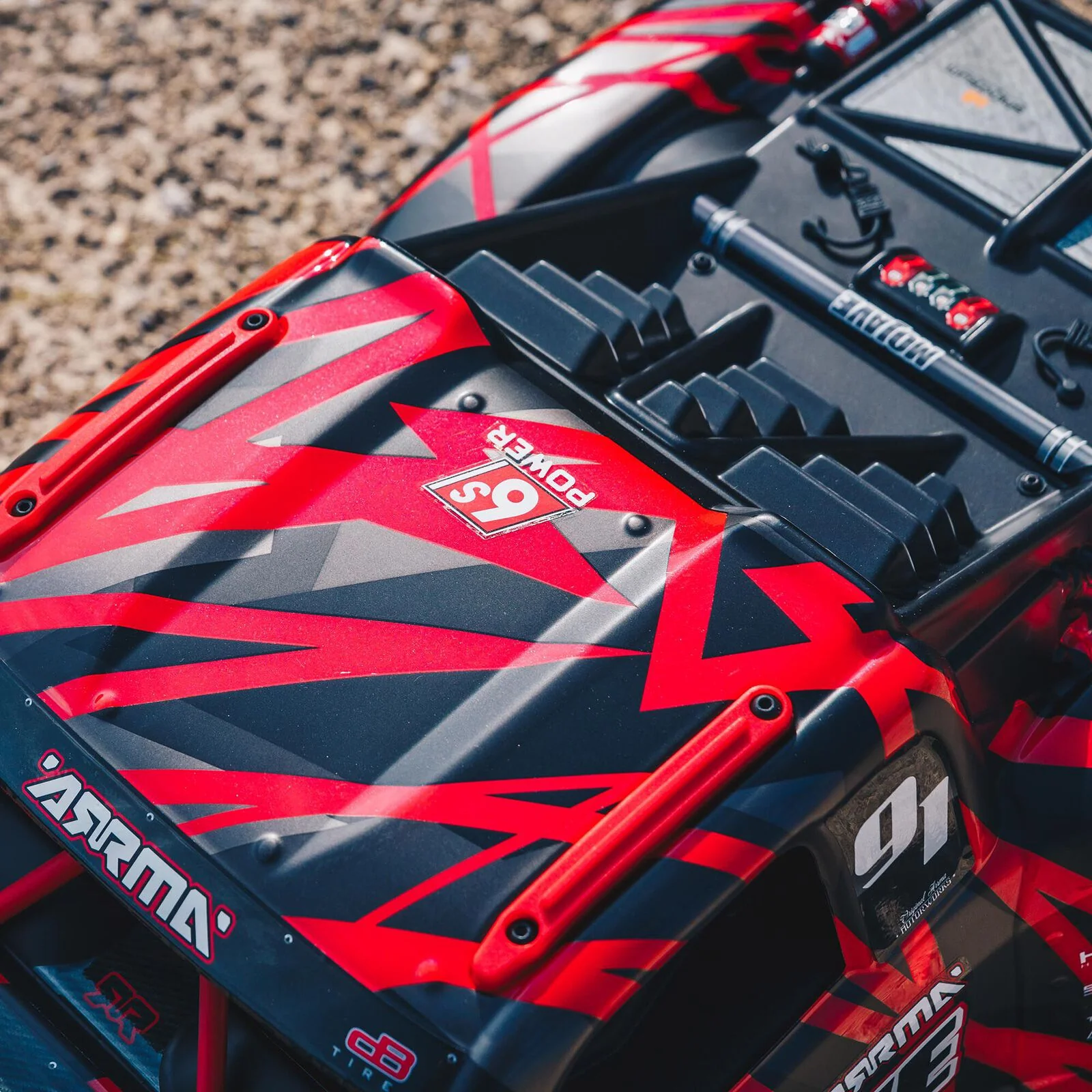 ARRMA 1/7 MOJAVE 6S V2 4WD BLX Desert Truck with Spektrum Firma RTR, Red/Black