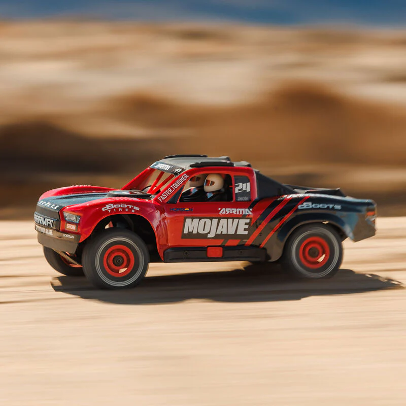 ARRMA MOJAVE GROM MEGA 380 Brushed 4X4 Small Scale Desert Truck RTR with Battery & Charger, Red/Black