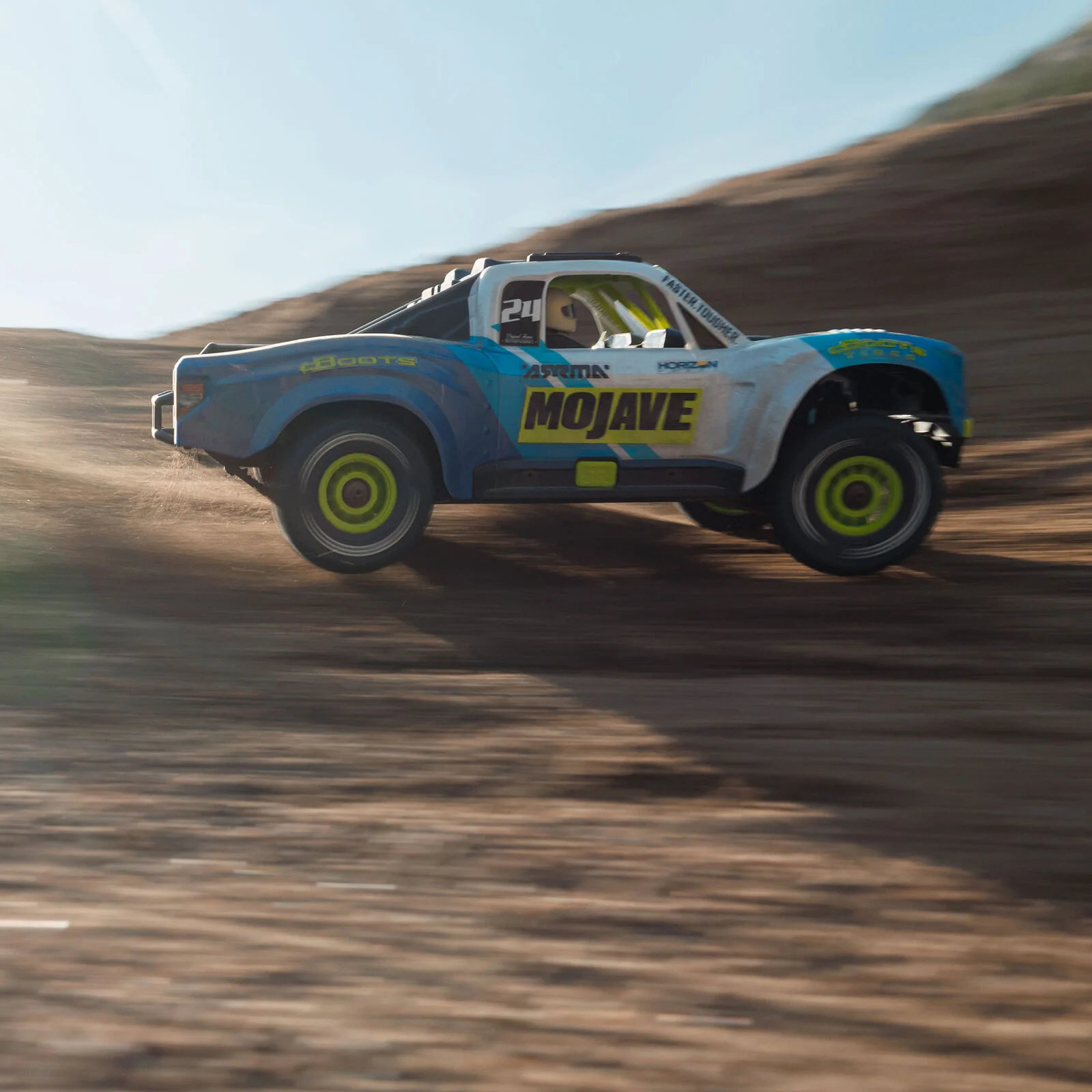 ARRMA Movaje Grom Mega 380 Brushed 4X4 Small Scale Desert Truck RTR with Battery & Charger, Blue/White