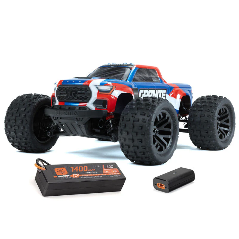 ARRMA 1/18 GRANITE GROM MEGA 380 Brushed 4X4 Monster Truck RTR with Battery & Charger, Blue