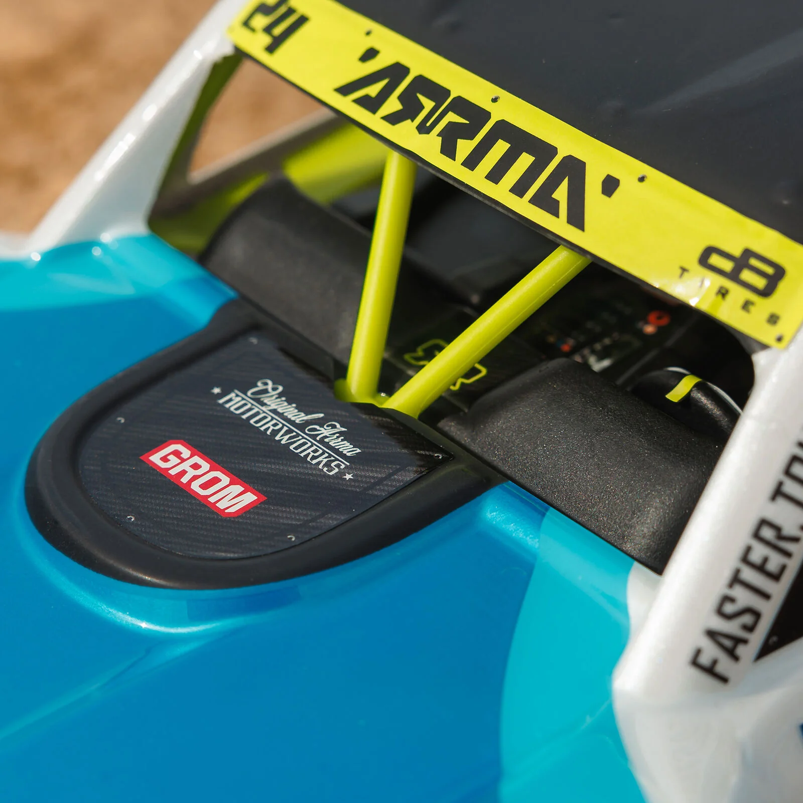 ARRMA Movaje Grom Mega 380 Brushed 4X4 Small Scale Desert Truck RTR with Battery & Charger, Blue/White