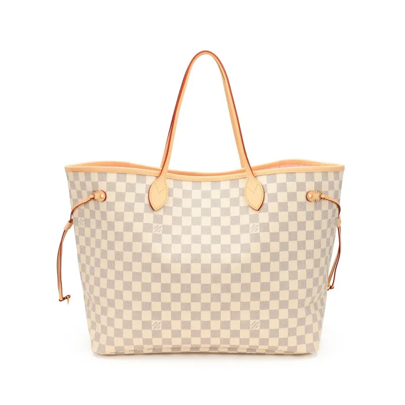 White and Blue Damier Azur Coated Canvas Neverfull GM Gold Hardware,