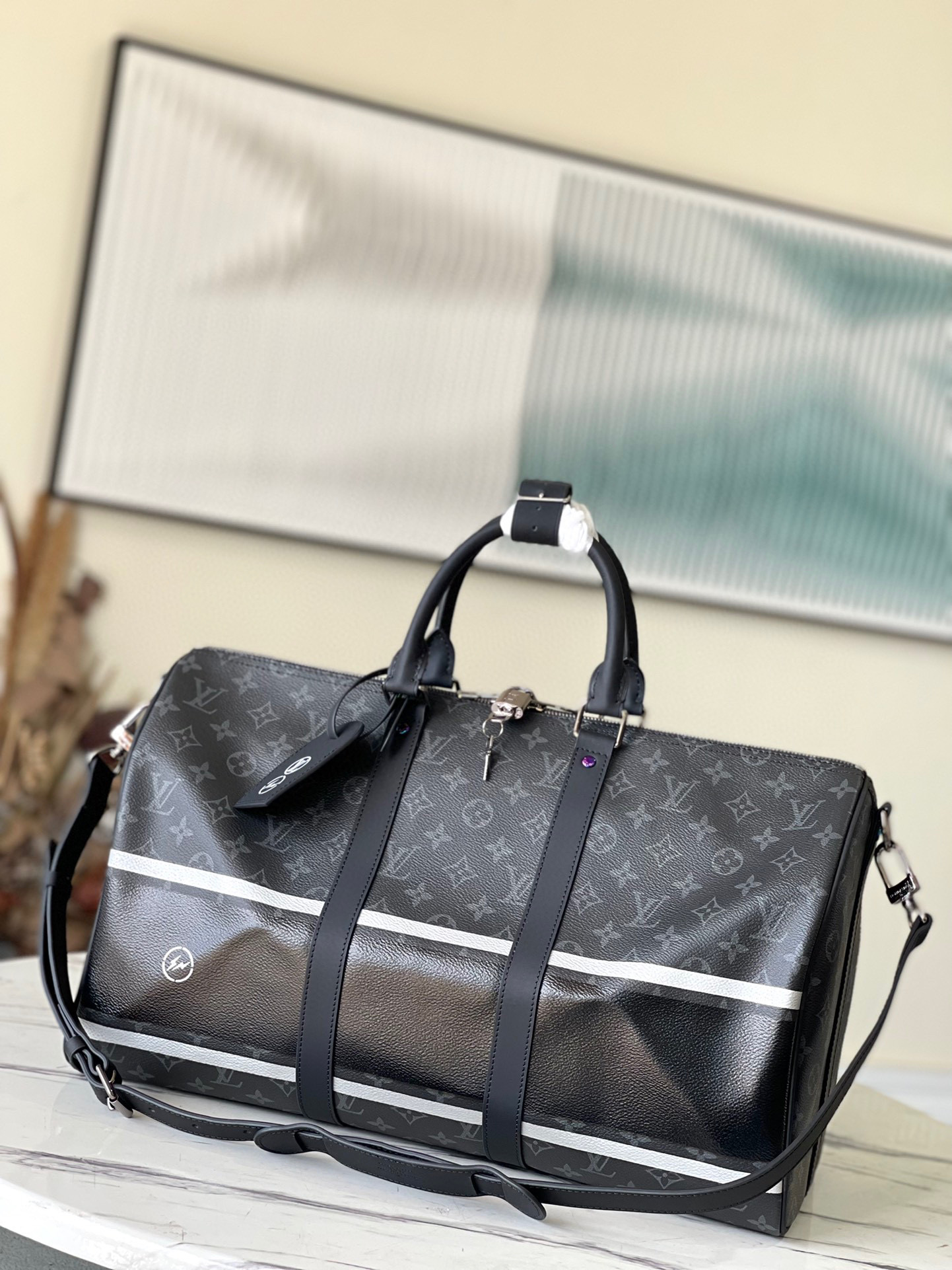 Louis Vuitton Black Tote Travel Bag Luggage Bags