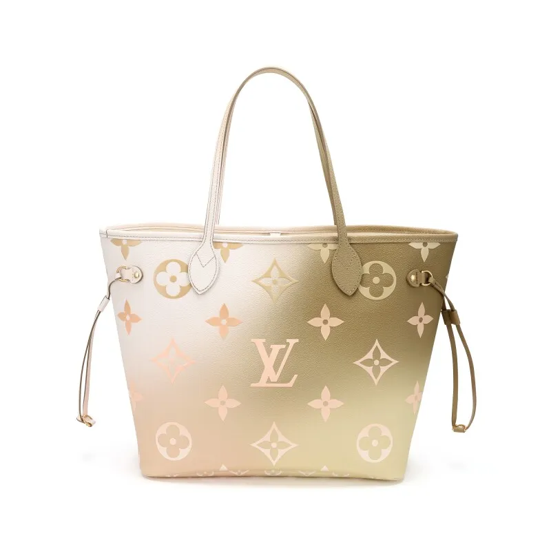 Sunset Khaki Coated Canvas Neverfull MM Gold Hardware