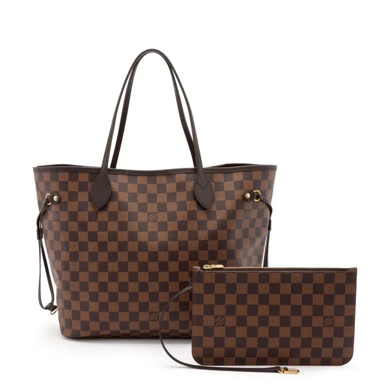 Brown Damier Ebene Coated Canvas Neverfull MM Gold Hardware,