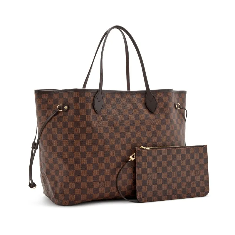 Ebene Damier Canvas Neverfull GM Goldtone Hardware,