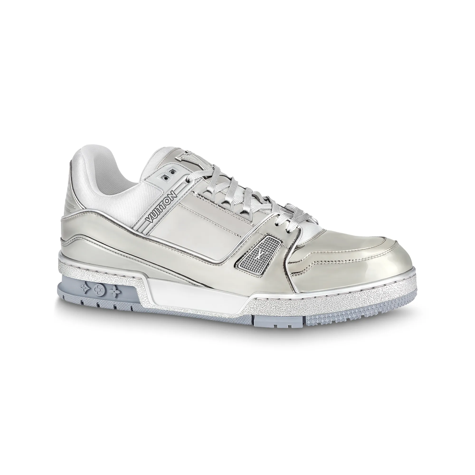 Louis Vuitton NIGO Silver Glossy Flat Bottomed Sneakers shoes #nigo29139