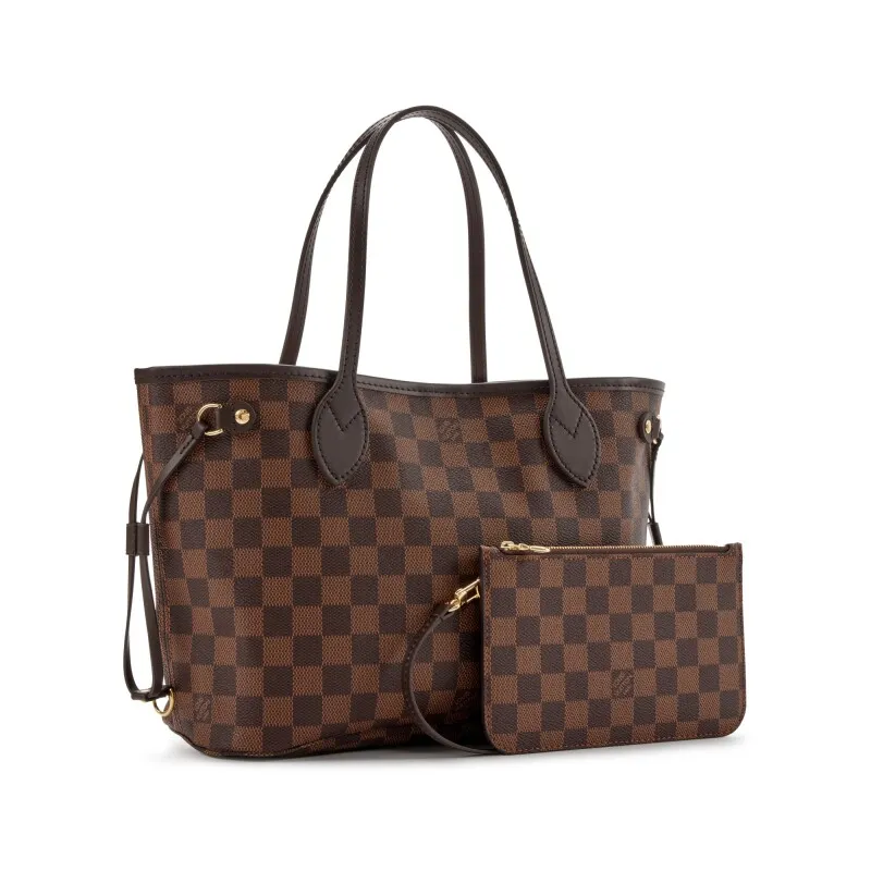 Brown Damier Ebene Coated Canvas Neverfull PM Gold Hardware,