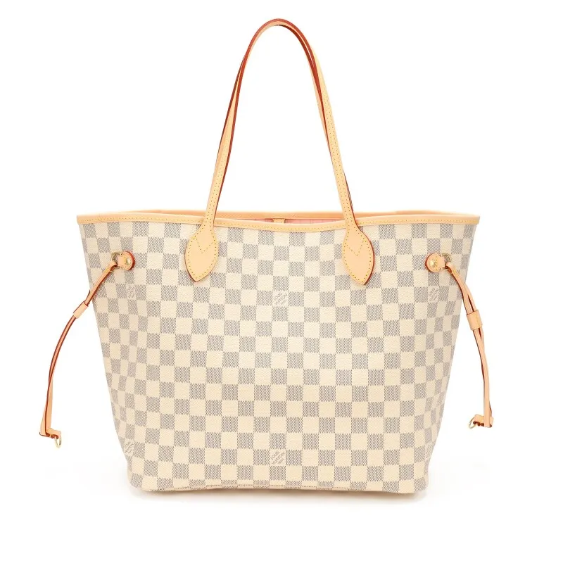 White and Blue Damier Azur Coated Canvas Neverfull MM Gold Hardware,